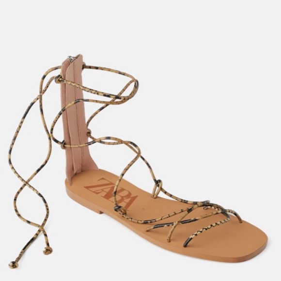 Zara Shoes - Zara Snake Low Heeled Animal Print Slide Sandals